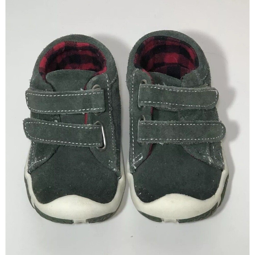 Morgan & Milo Green Suede Toddler Sz 5 Two Strap Sneakers Shoes EUC